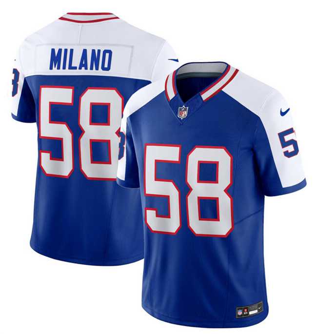 Men & Women & Youth Buffalo Bills #58 Matt Milano Blue White 2023 F.U.S.E. Throwback Vapor Untouchable Limited Football Stitched Jersey